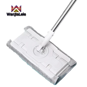 

WanjiaLele New 360 ° Rotation adjustable handle flat mop Wet or dry usage microfiber pads mops Home house office cleaning tools