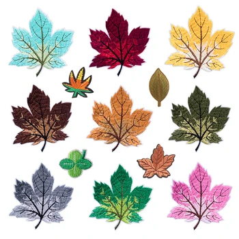 

Iron on Beautiful Maple Leaf Patch Leaf Stickers for Clothing Heat Transfer Applique Embroidered Application Clothes Fabric G