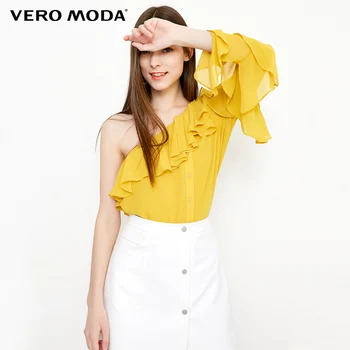 

Vero Moda Women's Diagonal Neck Ruffled Single Sleeve Chiffon Blouse | 318205513