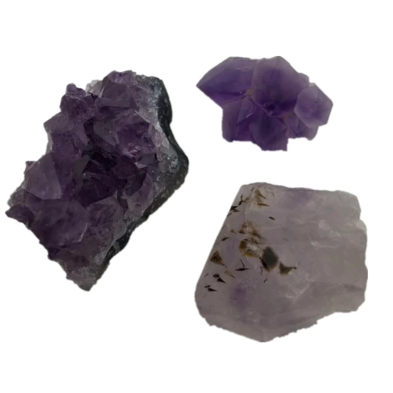3 шт. необработанный Аметист кластерный набор камней и кристаллов кварцевый