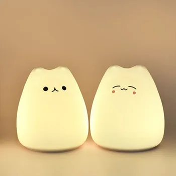 

2020 New LED Night Light For Kids Baby Children Silicone Portable Cute Cat 7-Color Breathing Modes Wholesale