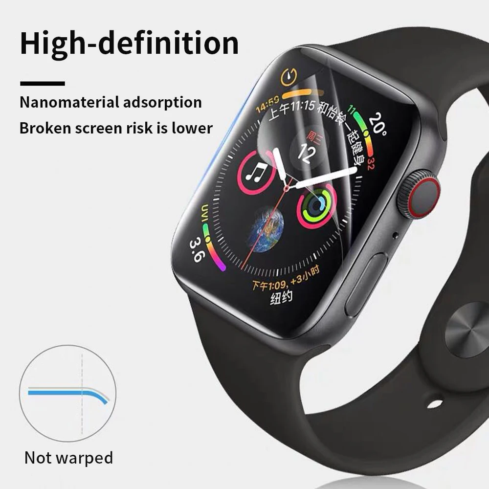 

Screen Protector Clear Full Coverage Protective Film for Apple Watch 5 4 44MM 40MM Not Tempered Glass for iWatch 3 2 1 42MM 38MM