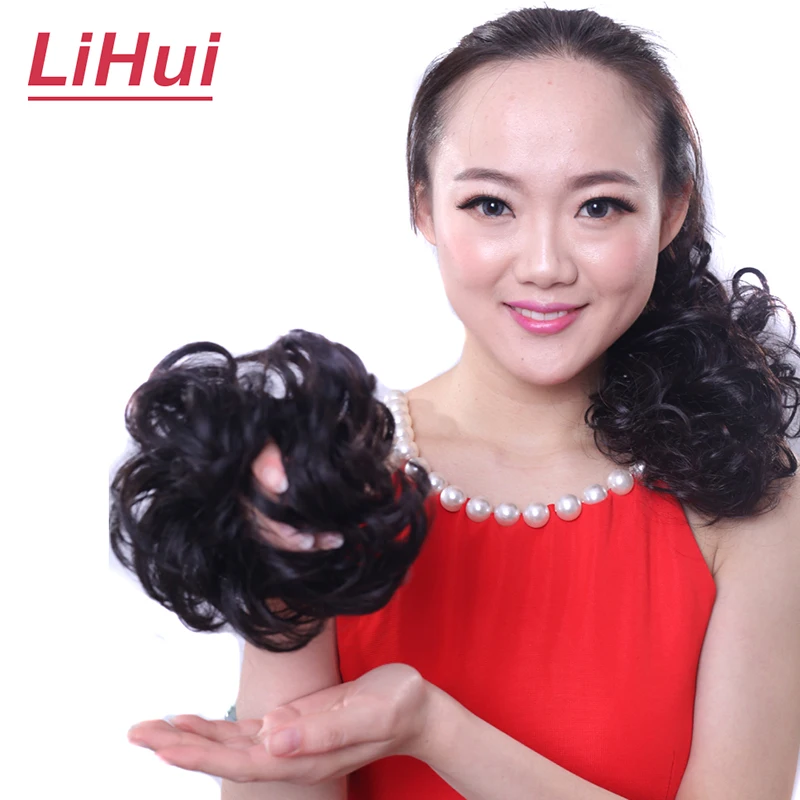 

LIHUI Curly Scrunchy Chignon Elastic Messy Wavy Scrunchies Wrap For Ponytail Extensions For Women Synthetic Flexible Hair Buns