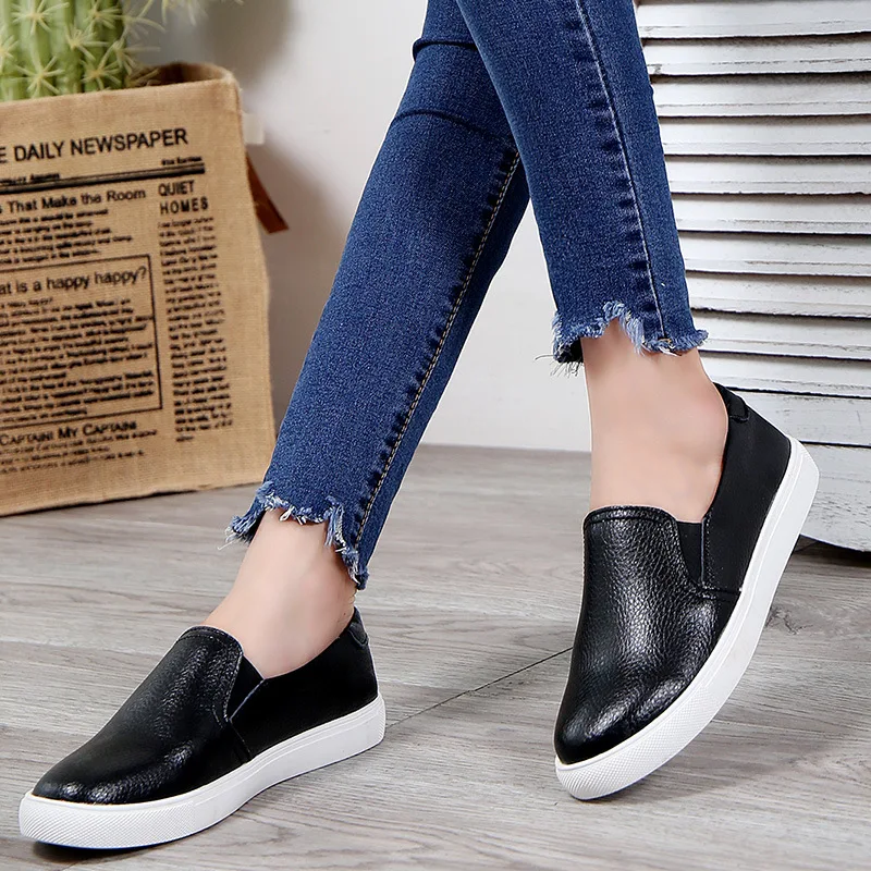 

2018 Spring And Autumn Genuine Leather Loafers Genuine Leather Nurses White Shoes Flat Heel WOMEN'S Casual Shoes Genuine Leather