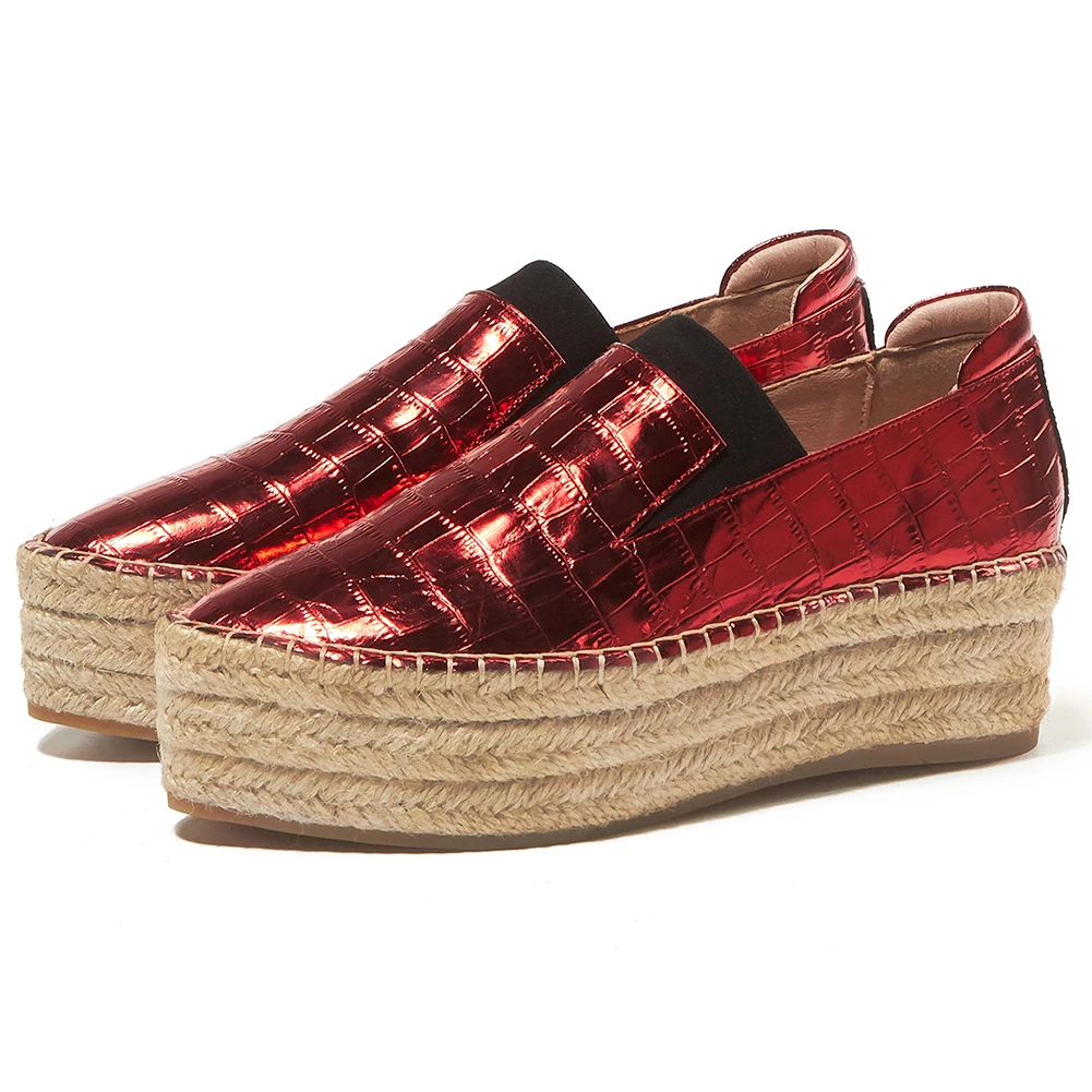 

SARAIRIS Fashion Patent Leather Loafers Daily Casual High Platform Flats Women New Brand Design Straw Soles Shoes Woman