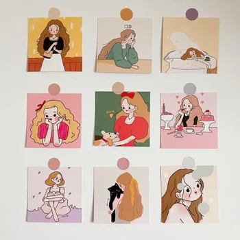 

9 Pcs/pack Kawaii Girls Illustration Series Message Postcards Decorative Sticker Photograph Prop Card Korean Stationery Gifts