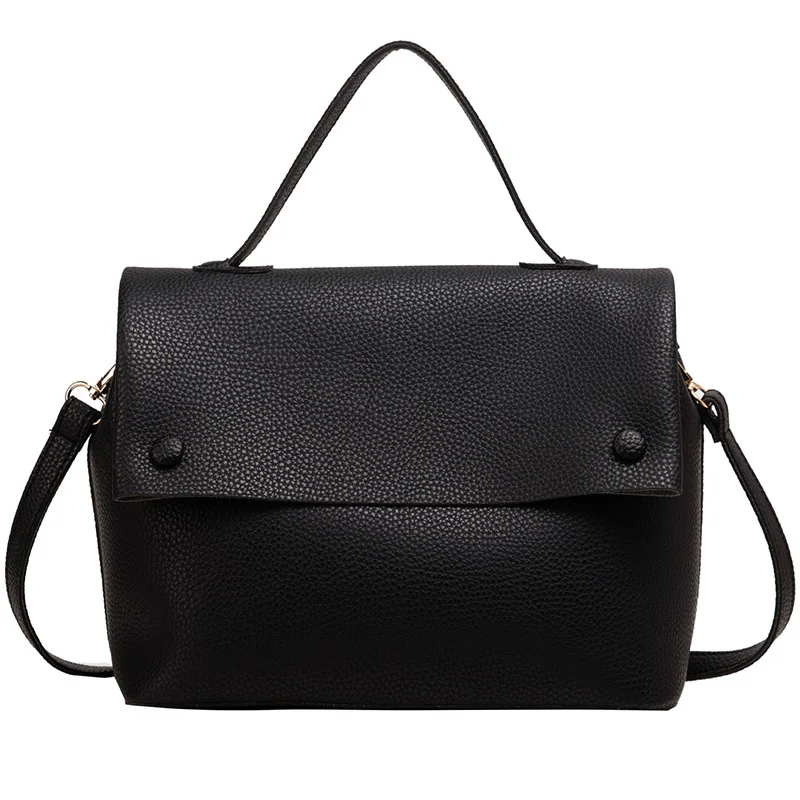 Ретро женская сумка, сумка-мессенджер, женская сумка через плечо, Большая вместительная винтажная женская сумка из искусственной кожи - Цвет: Черный
