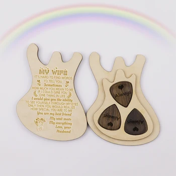 

wooden guitar picks box custom plectum holder set personlized laser engred gifts dropshipping 2020 center store ES0008
