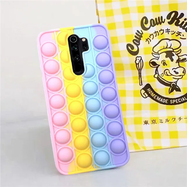 For Redmi Note 9 Pro 9S 7 8 Pro Push Pop Bubble Fidget Toy Soft Case for Redmi 9 9T 9C 9A Mi Poco X3 M3 Sensory Stress Reliver Redmi Note 8 Pro