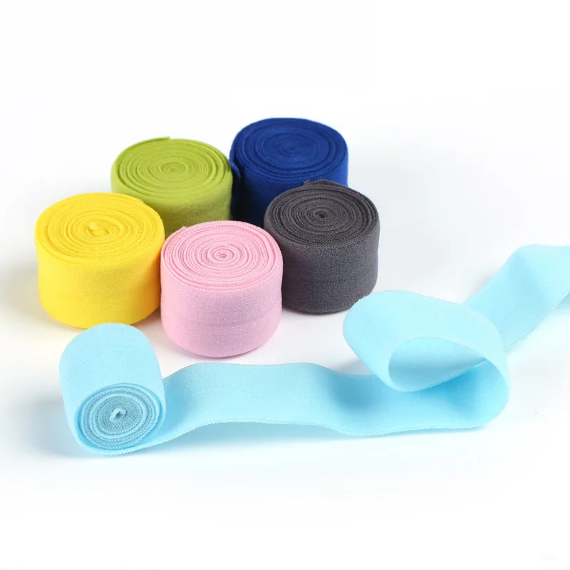 10 15 20mm colorful Solid matt plain FOE Fold Over Elastic 100M/lot 126colors |