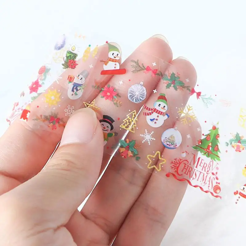 10 шт./упак. Nail Art наклейки для ногтей, водные наклейки в виде снеговика; Рождественский костюм с водяным знаком горлышко в форме исскуство ногати наклейки, белая мраморная мозаика
