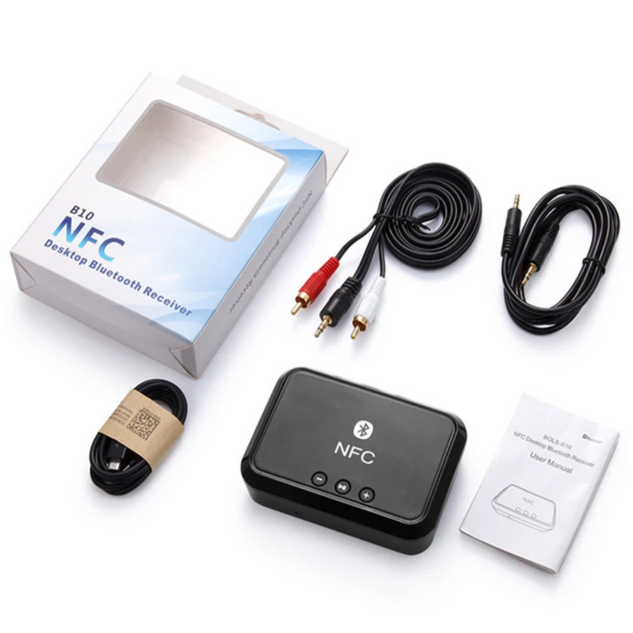 NFC Bluetooth стерео аудио приемник Портативный беспроводной Bluetooth адаптер с 3,5 мм/RCA выход для телефона автомобильный динамик усилитель