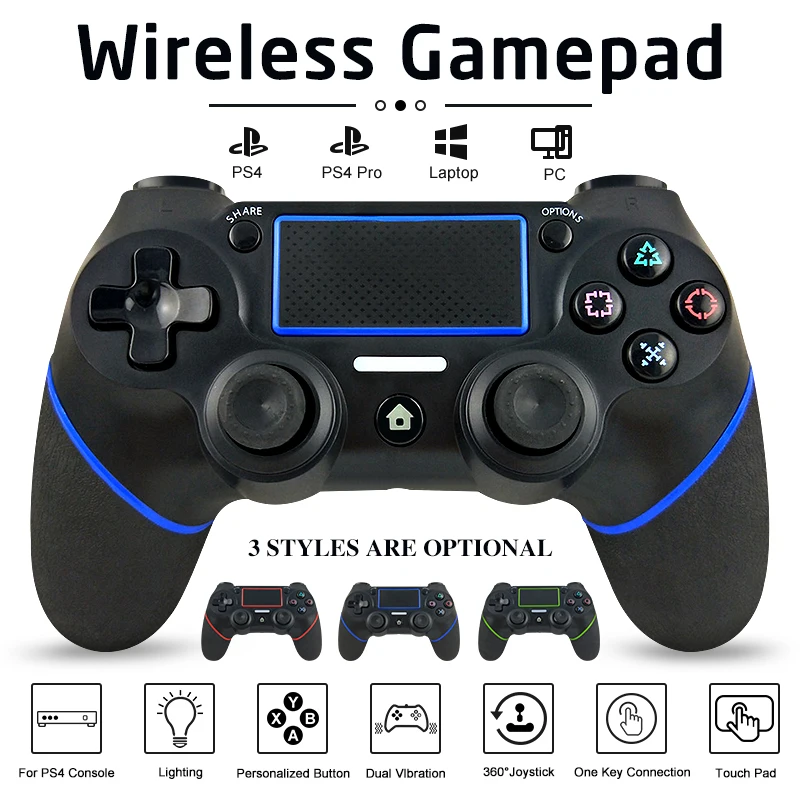 

VTIN Wireless Controller Bluetooth Gamepad With Motion Motors Audio Function Mini LED Indicator Anti-Slip For PS 4/Pro/Slim/PC
