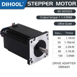 60-HB100A Stepper Motor Drive 3.6N.M High Torque Speed Control Low Noise 512OZ-in 4-lead 2.8A For 3D Print CNC Machine Conveyor