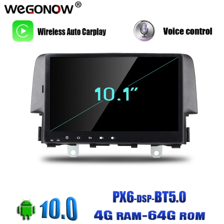 PX6 DSP 1din TDA7851 Android 10 0 для Honda CIVIC 2016 4 ГБ ОЗУ 64 Гб 8 ядер автомобильный DVD-плеер GPS карта