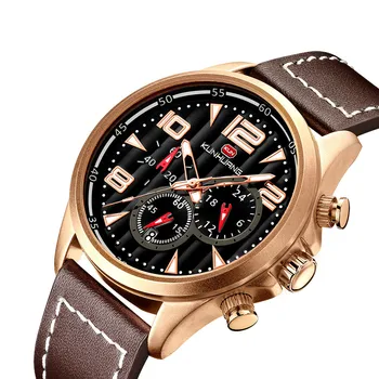 

New Sports Men Watch Multi-functional Waterproof Night Light Quartz Watch men watch Leather Belt Large Dial Watches reloj hombre