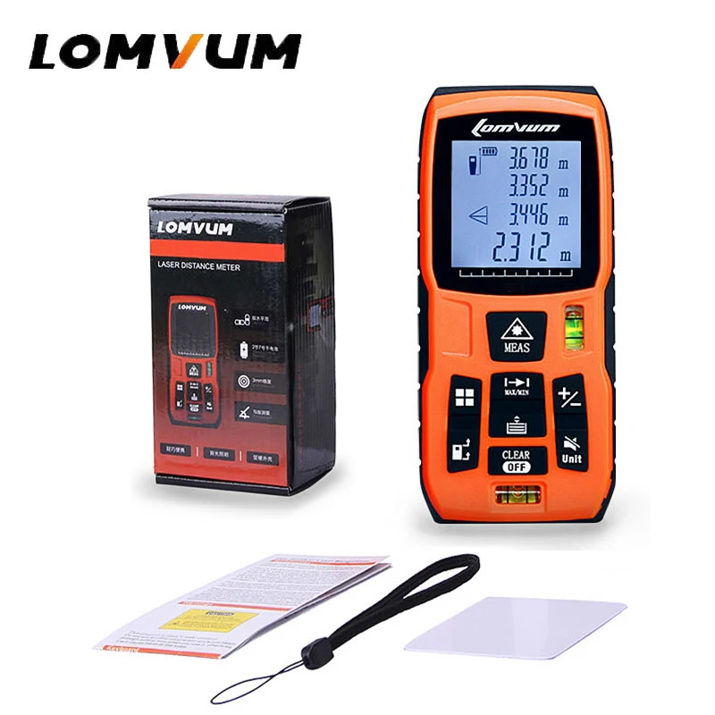 LOMVUM 40M 60m 80m 100m Laser Rangefinder Digital Laser Distance Meter battery-powered laser range finder tape distance measurer LOMVUM 40M 60m 80m 100m Laser Rangefinder Digital Laser Distance Meter battery-powered laser range finder tape distance measurer
