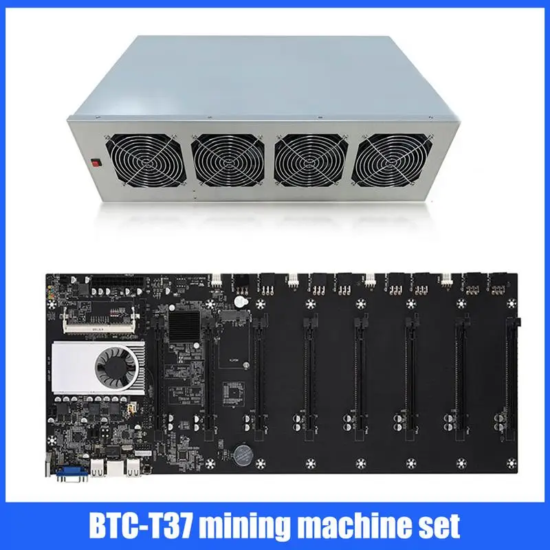 BTC-T37 1850 Вт ETH врубовая машина Питание набор 4G DDR3 памяти VGA + HDMI совместимых с 128 г MSATA