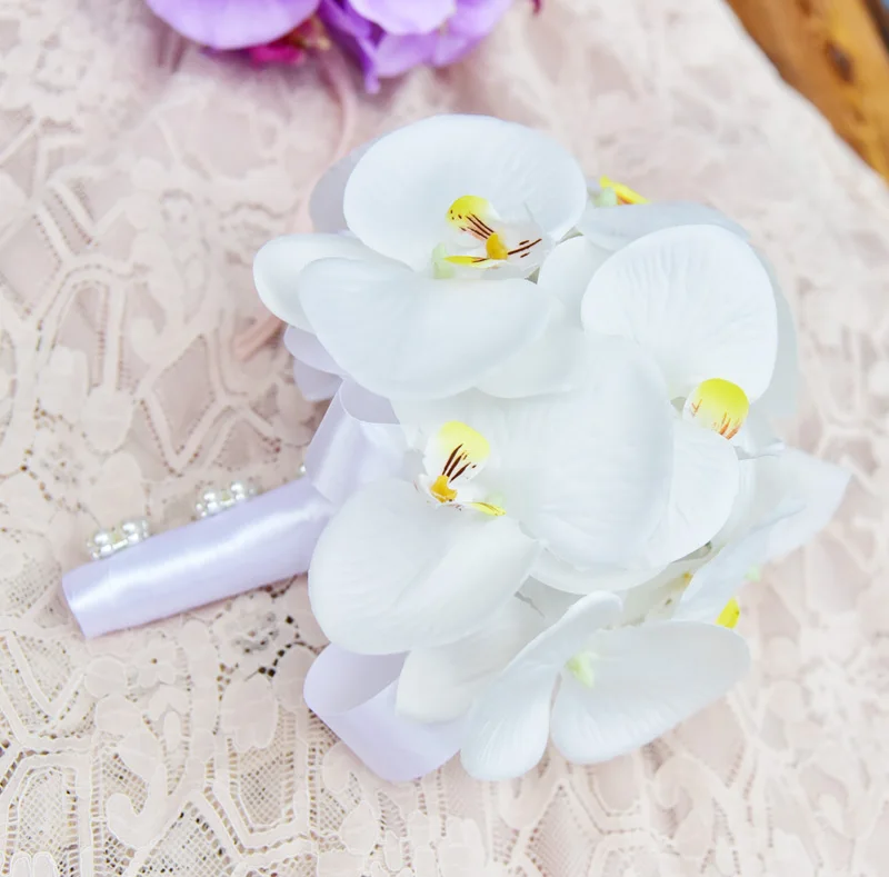 Style 2 Kyunovia Mini Flower Girl Wedding Bouquet Bridesmaid Wedding flowers orchid Bridal bouquet Ribbon Fake Wedding BY12 - Цвет: Style 2