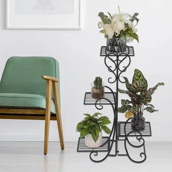 

Plant Pot Stand Potted 4 Square Flower Metal Shelves Decoration for Indoor Outdoor YE-Hot