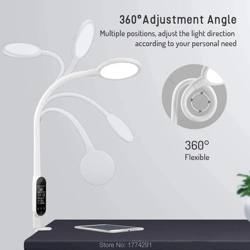 

New 15W Led table lamp, eye protection lamp long arm table lamp clip office 5 levels of brightness multi-color temperature Moooi