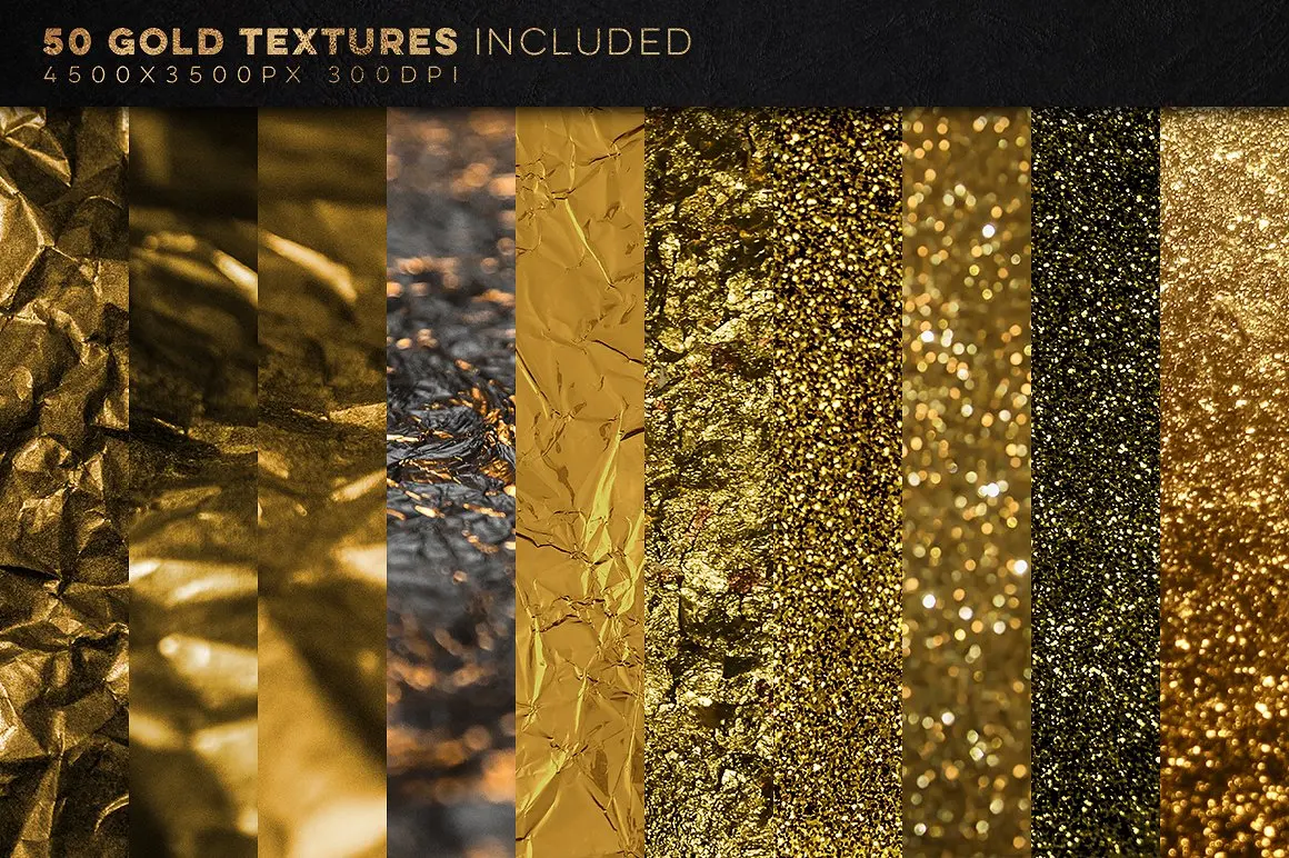 平面素材-350款各种金箔/纸张材质PS纹理图案350 Gold & Metallic Textures Bundle(7)