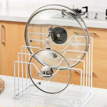 

Kitchen Shelf Pan Rack Cutting Board Holder Kitchen Accessories Stainless Steel Pot Lid Shelf Pan Cover Lid Organizer Rack Stand