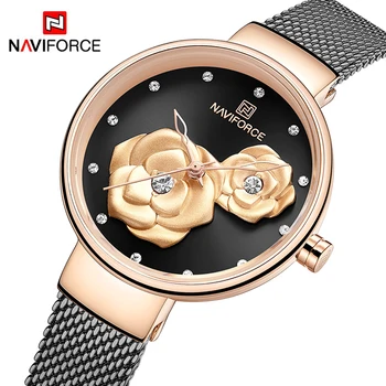 

Luxury Brand NAVIFORCE Ladies Watch Fashion Creative 3D Rose Women Business wrist watches waterproof Clock Relogio Feminino 2020