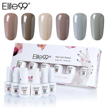

Elite99 6pieces Pure Color Gel Nail Polish with Gift Box Soak Off UV Nail Varnish Primer Gel Polish Nail Art Manicure Lacquer
