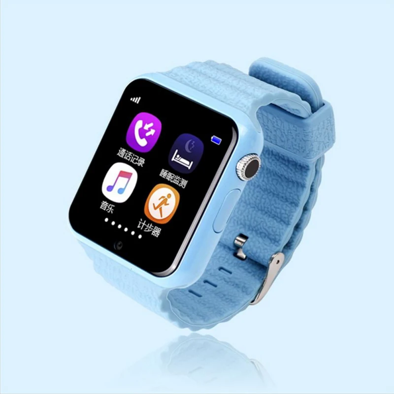Blue Смарт-часы с камерой V7K gps Bluetooth для детей IOS Android телефон Поддержка SIM/TF набора вызова и Push сообщения SOS вызова - Цвет: Blue