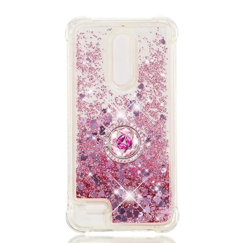 Для LG K10 K20 Plus M250 lv5 K10 K30 Алмазный перстень чехол для телефона противоударный мягкий силиконовый защитный чехол - Цвет: rosegold