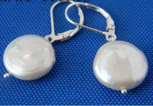 Free Shipping &gt&gt&gt&gt t 14mm White Coin Freshwater Pearl Dangle Silver Earring | Украшения и аксессуары