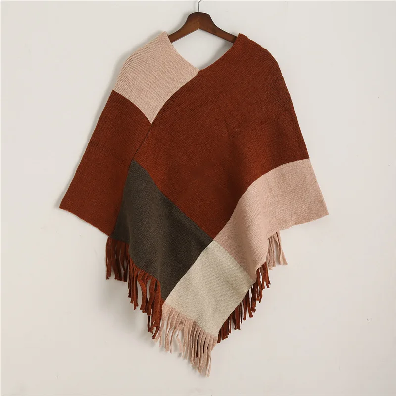 Fashion Winter Scarf for Women Wool Knitted Feel Poncho Capes Scarves Soft Warm Shawl Lady Cashmere Warps Stole - Цвет: P02-3