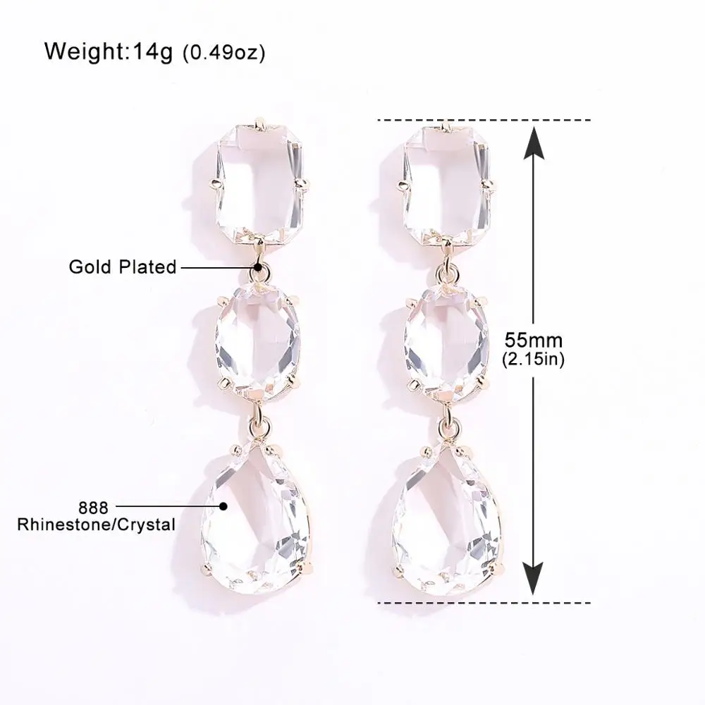 Minmin модные длинные серьги капли с прозрачными кристаллами ювелирные изделия