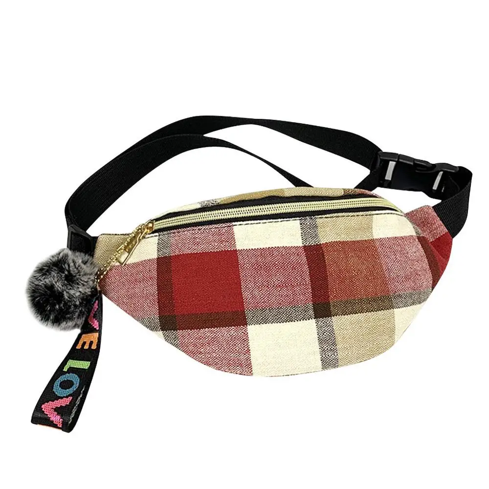 Красный Сумка для девочек, Холщовый пояс, дорожные сумки, Повседневная нагрудная сумка, женская сумка, два кармана, модные поясные сумки для женщин - Цвет: Красный