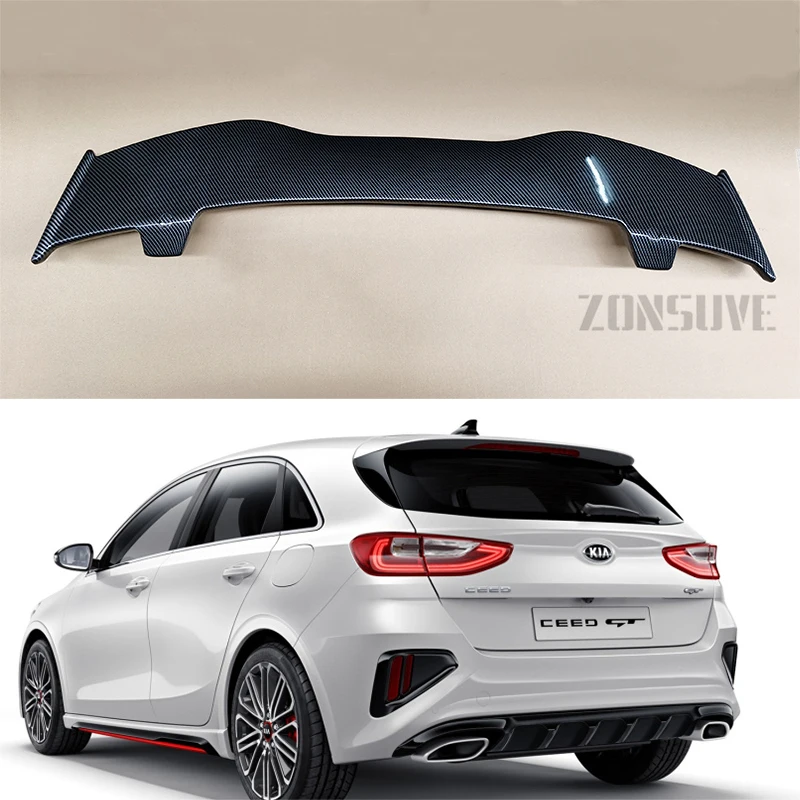 Использование для KIA Ceed 2019 2018 Спойлер ABS пластик углеродное волокно взгляд