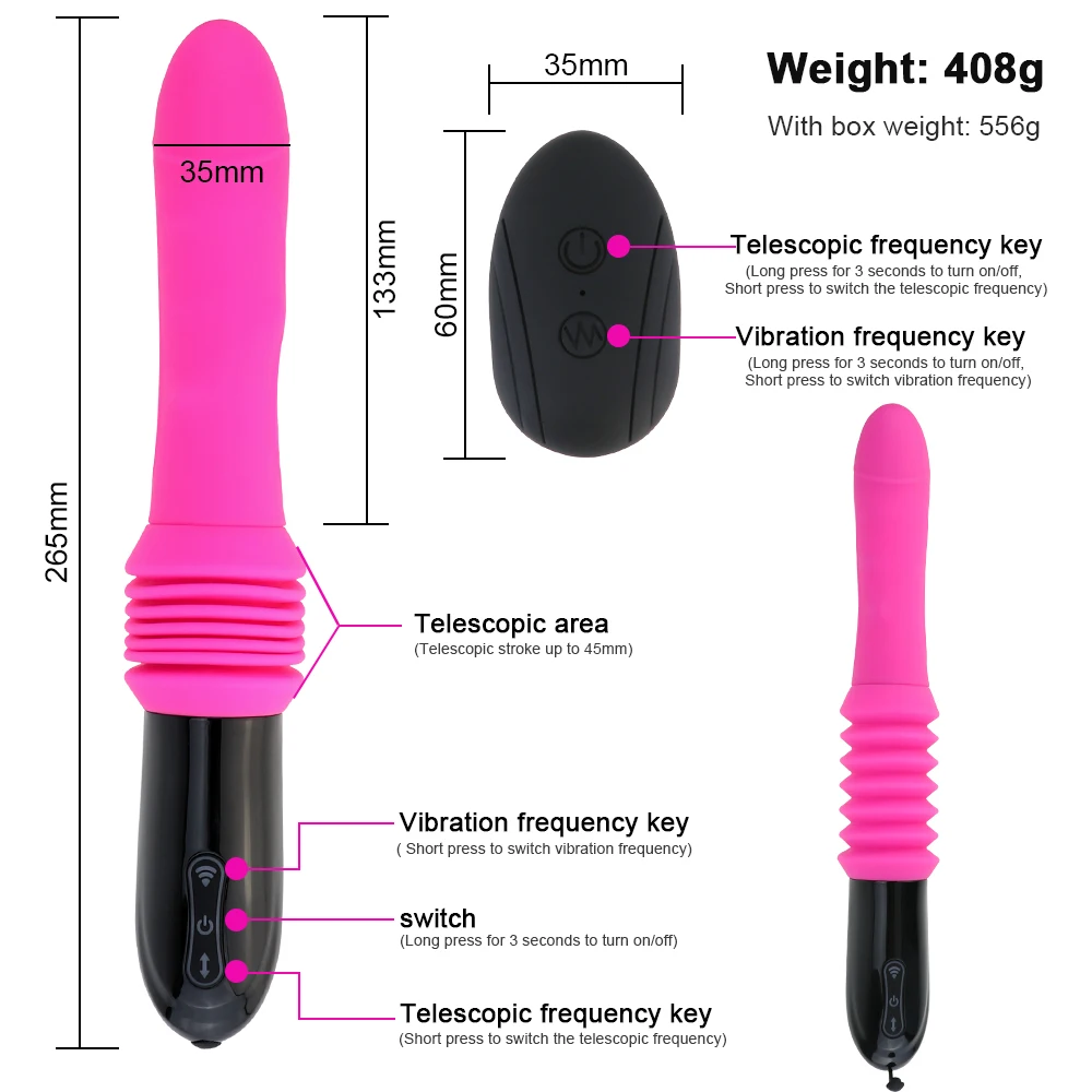 Thrusting Dildo Vibrator Automatic G spot Vibrator with Suction Cup Sex Toy for Women Hand Free