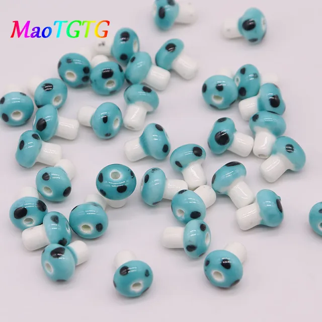 10x12mm Ceramic Mushroom Beads For Jewelry Making Necklace Bracelet Mix Color Handmade Ceramic Spacer Bead Accessories Wholesale A7