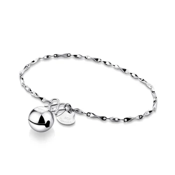 

Fashion solid 925 sterling silver bracelet Simple women bracelet Cute girl bell bracelets Charming lady jewelry accessories