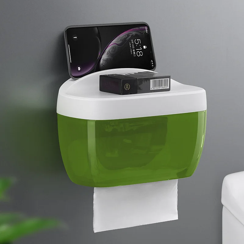 Green Многофункциональный водонепроницаемый туалетный пластиковый ящик для Салфеток Настенный туалетный лоток для ванной комнаты круглый лоток - Цвет: Green