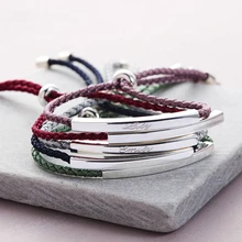 Customized Name Bracelet Engrave Letters Stainless Steel Bracelets 5 Colors Rope Personalized Gifts For Woman Man