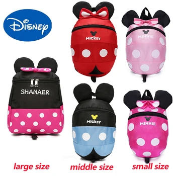 

Disney Girls Backpack Minnie Mickey Kindergarten School Bags Children Bookbag 3D Cartoon Rucksack Anti-lost Schoolbag Child Gift