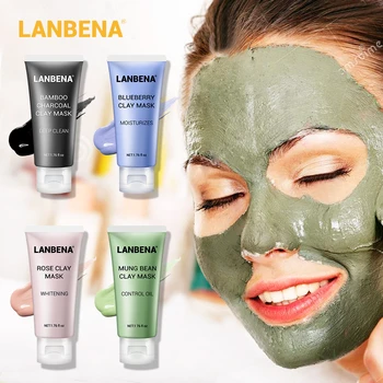 

LANBENA Face Mask Mung Bean Clay Oil Control Deep Cleaning Blackhead Remover Purifying Shrinks Pores Nourishing Acne Treatment
