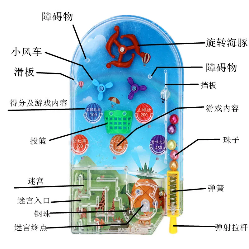 Marble Toy Children Intelligence Maze Roll-on Toy Ejection Plate 4-Creative Fun Parent And Child Interactive Game Console
