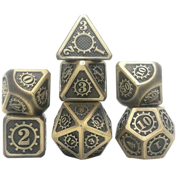 

7pcs Board Game Zinc Alloy Party Rpg Home Entertainment Polyhedral Dice Set Gift Props Tabletop KTV Bar Digital Number Easy Read