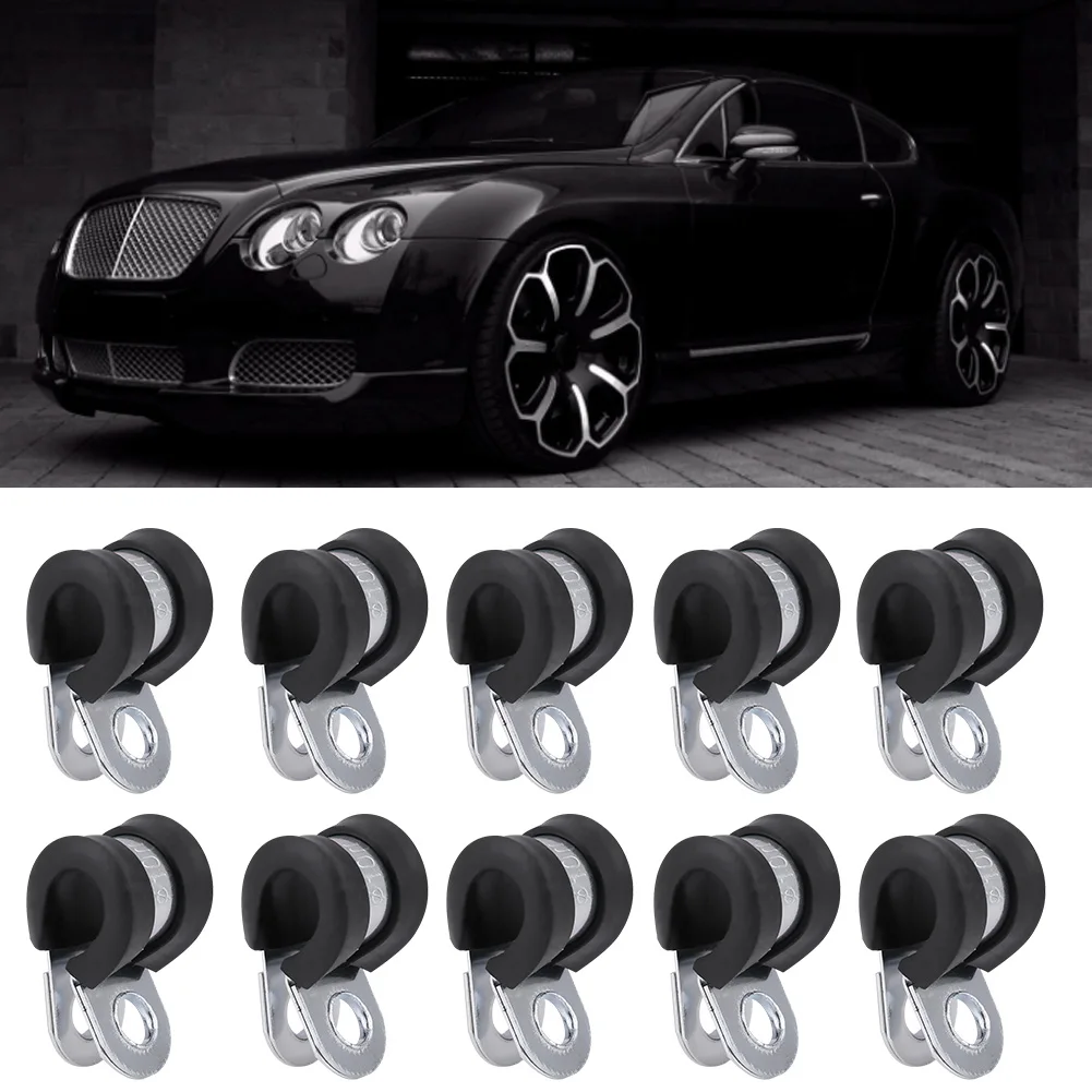 

10pcs Fuel Line Clamp High Performance Fuel Line Clamp Rubber Cushion Clamp Rubber Drive Clamp Adjustable Pipe Rubber Insulation