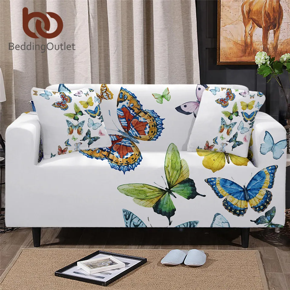 Beddingoutlet Butterfly Stretch Slipcover For Sofas Colorful Sofa Cover