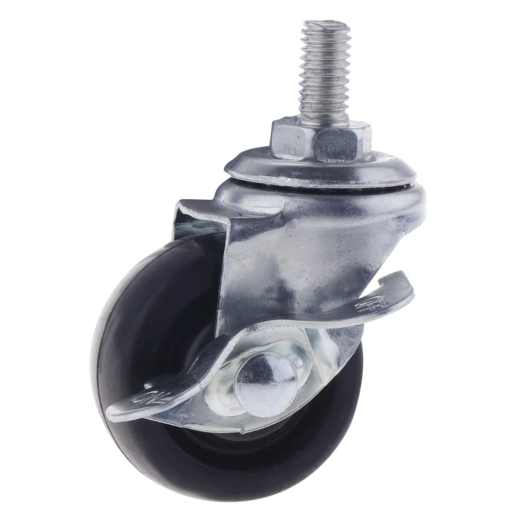1.5 Inch Rubber Swivel Plate Caster Wheel M8 Universal Replacement With Brake, Material: Rubber, economic choice