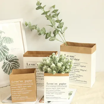 

Mini Storage Kraft Paper Gift Bag Home Flower Arrangement Wedding Floral Main Sundries Dried Storage Candy Dragee Bag Paper Bag