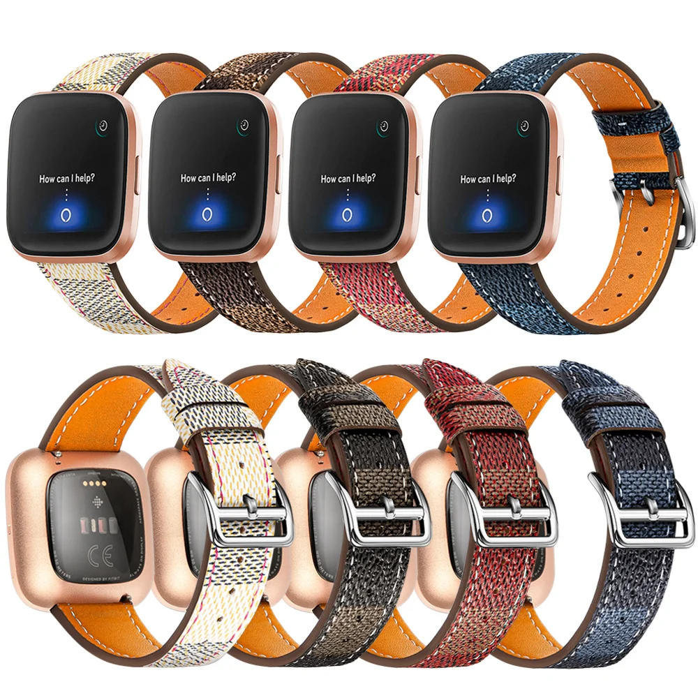 

Honecumi For Fitbit Versa Strap Leather Sport Fitness Watch Band For Fitbit Versa 2 Versa Lite Colorful Bands For Fit bit Smartw